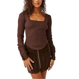 💕2/$20💕Free People We The Free Layla Cord Corduroy Mini Skirt Espresso Bean